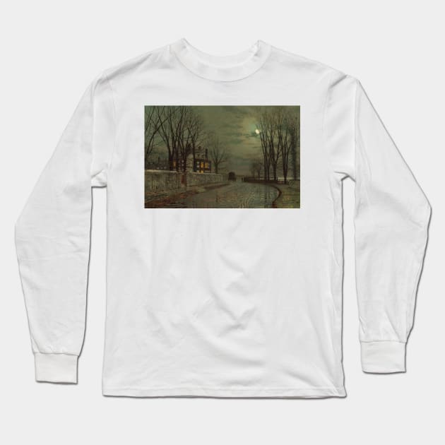 The Turn of the Road by John Atkinson Grimshaw Long Sleeve T-Shirt by Classic Art Stall